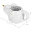 MyGift White Ceramic Unicorn Elephant Coffee Mug – Cute White Elephant Gift, 3D Animal Design Drinking Cup with Brass Tone Accents and Handle – 17.5 oz Mug