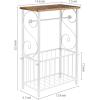 MyGift White Metal Bathroom Table Stand Storage Shelf with Dual Toilet Paper Holder, Magazine Basket and Scrollwork Design(White)