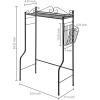 MyGift White Metal Over The Toilet Standing Shelf with Vintage Scrollwork Accents and Magazine Basket, Freestanding Bathroom Space Saver Organizer Rack(Black)