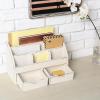 MyGift White Wood Desktop Organizer – Includes 6 Compartments and 2 Pullout Drawers to Organize Office Supplies and Accessories
