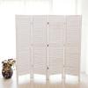 MyGift Whitewashed Wood 4 Panel Room Divider Wall Partition Screen, Folding Louvered Design(Whitewashed)