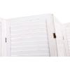 MyGift Whitewashed Wood 4 Panel Room Divider Wall Partition Screen, Folding Louvered Design(Whitewashed)