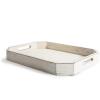 MyGift Whitewashed Wood Serving Tray with Handles and Angles Edges, Farmhouse Coffee Table Decorative Tray