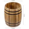 MyGift Wine Barrel Design Kitchen Utensil Crock, Vintage Rustic Burnt Wood Cooking Tool Holder(Light Brown)