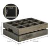 MyGift Wooden Crate Drink Carrier, Rustic Reclaimed Style Gray Wood 12 Bottle Holder Storage Crate with Handles