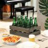 MyGift Wooden Crate Drink Carrier, Rustic Reclaimed Style Gray Wood 12 Bottle Holder Storage Crate with Handles