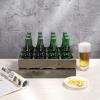 MyGift Wooden Crate Drink Carrier, Rustic Reclaimed Style Gray Wood 12 Bottle Holder Storage Crate with Handles