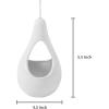 Set of 2 White Ceramic Hanging Teardrop Shaped Planters for Succulent Air Plants with Twine Rope