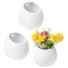 Set of 3 Mini White Ceramic Wall Mountable Plant Vase, 4 Inch Hanging Succulent Pots