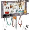 Comfify Rustic Jewelry Organizer – Wall Mounted Jewelry Holder w/Removable Bracelet Rod, Shelf & 16 Hooks – Perfect Earrings, Necklaces & Bracelets Holder – Rustic White(Rustic White)
