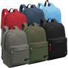 MGgear Wholesale Bulk Case of 24, Heavy Duty 16.5″ Basic School Backpacks in Assorted Black, Gray, Olive, Navy, Red, and Blue Solid Colors, Student Bookbag or Travel Backpack