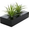 MyGift 10 Inch Fake Grass Artificial Plants in Rectangular Black Wood Planter – Faux Plants Indoor for Tabletop Centerpiece Décor(Black)