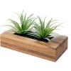 MyGift 10 Inch Fake Grass Artificial Plants in Rectangular Black Wood Planter – Faux Plants Indoor for Tabletop Centerpiece Décor(Brown)
