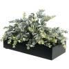 MyGift 10 Inch Fake Grass Artificial Plants in Rectangular Black Wood Planter – Faux Plants Indoor for Tabletop Centerpiece Décor(Ink Black)