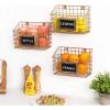 MyGift 10 Inch Wall Mounted Matte Black Metal Wire Storage Baskets with Chalkboard Labels, Small Hanging Organizer Bins for Home Entryway Kitchen Pantry Closet, Set of 3(Copper)