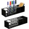 MyGift 10 Slot Black Acrylic Whiteboard Marker Holder Organizer, Wall Mounted Storage Rack for Dry Erase Markers, Eraser and Cleaning Bottle, Set of 2(Black (Set of 2))