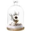 MyGift 10-inch Glass Dome Bell Jar Cloche Display Case, Solid Wood Base with Burnt Brown and Whitewashed Finishes