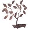 MyGift 14-Inch Modern Bronze Jewelry Organizer Tree with Bird Nest – Holds 48 Earrings, Necklace & Bracelet Stand, Metal Tabletop Display for Rings, Trinkets – Decorative Storage for Home Décor(Bronze Metal)