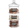 MyGift 16 inch Lidded 3 Tier Stackable Clear Glass Candy Dishes, Apothecary Jars with Chalkboard Labels