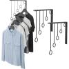MyGift 3 Pack Wall Mounted Black Metal Garment Rack with 5 Hanging Rings, Sturdy for Clothing Display, Retail Clothing Organizer, Wall Hanger for Clothes, Coat Hanger for Entryway, Mudroom, Bedroom(Black)