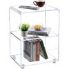 MyGift 3 Tier Clear Acrylic Table, Accent Furniture for Living Room, Bedroom Clear Nightstand Side End Tables(Medium)