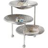MyGift 3 Tier Jewelry Dish Organizer, 4 Inch Hammered Silver Metal Dishes and Stand, Decorative Ring Tray Jewelry Holder Display Tower for Earrings Necklace Bracelet – Handcrafted in India(Silver)