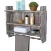MyGift 3 Tier Wall Mounted Rustic Torched Wood Bathroom Storage Shelves, Wooden Floating Shelf Toilet Paper Holder Rack with 23 Inch Wide Towel Hanging Bar