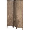 MyGift 3-Panel Burnt Wood Room Divider Folding Burn Wood Privacy Screens for Room Separation with Dual-Action Hinges
