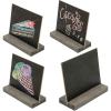 MyGift 4 Pack Small Tabletop Chalkboard Wedding Name Card with Rustic Brown Wood Base, Decorative Standing Price or Label Cards for Cafe, Bakery, Food Buffet Tables, 5 X 6 Inch