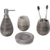 MyGift 4 Piece Textured Ceramic Brown Bathroom Accessory Set Includes Soap Dish, Dispenser, Toothbrush Holder and Tumbler