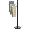 MyGift 40-Inch Silver Metal Freestanding Towel Rack for Bathroom with 3 Swivel Arms(Black)