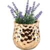 MyGift 4-Inch Ceramic Flower Plant Vase with Metallic Gold-Tone Finish and Hammered Texture – Handcrafted in India