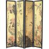 MyGift 4-Panel Folding Bamboo Room Divider Asian-Inspired Cherry Blossom Scene, 6 FT Freestanding Floral Artwork Room Partitioner with Beige Wood Frame(Black)