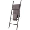MyGift 5 ft Dark Grey Rustic Barnwood Wall-Leaning Towel Ladder Rack