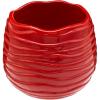 MyGift 5.5 Inch Modern Red Ceramic Plant Pot with Drainage Hole and Decorative Wavy Design, Small Succulent Planter Container(Red)