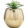 MyGift 6-Inch Brushed Brass Plated Metal Table Vase – Round Bowl-Shaped Succulent Planter Pot – Handcrafted in India