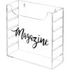 MyGift 9 Inch Premium Clear Acrylic Magazine Holder with Decorative Black Cursive Lettering Magazine Label, Modern Wall Mounted Storage Box for Magazines