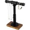 imageMyGift Adjustable 2Tier Industrial Jewelry Display Stand  Rustic Metal Pipe ampamp Brown Wood Base for Necklaces Bracelets Watches  Home ampamp Boutique Decor 1175quot HBlack  Brown