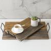 MyGift Aged Wood Plank-Style Serving Trays with Metal Handles, Set of 2