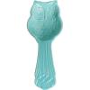 MyGift® Aqua Blue Ceramic Spoon Rest with Owl Design, Countertop Cooking Spoon and Ladle Holder