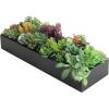 MyGift Artificial Succulent Centerpiece,15.75 Inch Faux Succulents Arrangement Plants in Sleek Black Wooden Rectangular Planter Box(Black)