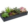 MyGift Artificial Succulent Centerpiece,15.75 Inch Faux Succulents Arrangement Plants in Sleek Black Wooden Rectangular Planter Box(Black Wood)
