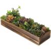 MyGift Artificial Succulent Centerpiece,15.75 Inch Faux Succulents Arrangement Plants in Sleek Black Wooden Rectangular Planter Box(Brown)