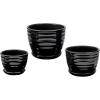 MyGift Black Ceramic Pots for Plants, 6.7+5.6+4.5 inch Flower Pots, Plant Pots Indoor with Drainage Holes and Tray, Garden Planters for Succulent and Flowers, Set of 3(Black)