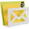 MyGift Black Metal Desktop Mail Holder with Cutout Envelope Design Home and Office Desk Letter Organizer(White)