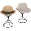 MyGift Black Metal Wire Hat Holder Stand, Wig Display Rack, Fedora or Baseball Cap Storage Form, Set of 2(Black)