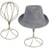 MyGift Black Metal Wire Hat Holder Stand, Wig Display Rack, Fedora or Baseball Cap Storage Form, Set of 2(Brass)