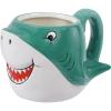 MyGift Blue Ceramic Cute Coffee Mug with Handle and Cartoon Smiling Happy Baby Shark Shaped Design, Novelty Gift Mugs(Blue)