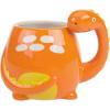 MyGift Ceramic Cute Coffee Mugs for Women Children Men with Adorable Orange Brontosaurus Dinosaur Cartoon Design