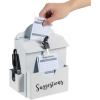 MyGift Classic Matte Black Metal Suggestion Box with Cursive Suggestions Lettering, Wall Mounted or Tabletop Comment Box with Lock, Keys, Paper Sheet and Pen Holder Slots(White)